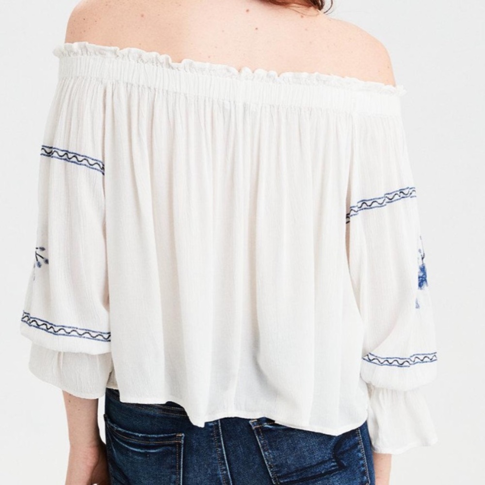 American Eagle Embroidered Off the shoulder Top - Picture 6 of 6